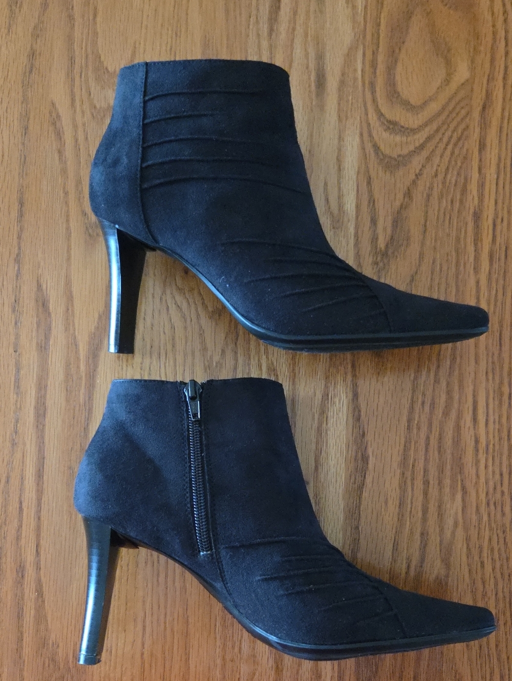 Black Suede Look Women’s Ankle Booties - Stylish Pointed Toe 3" Heels
